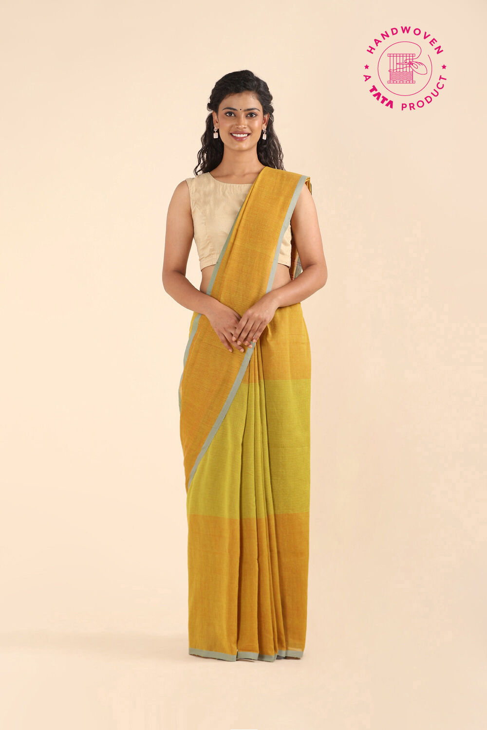 Yellow Pure Cotton Bengal Saree image number null
