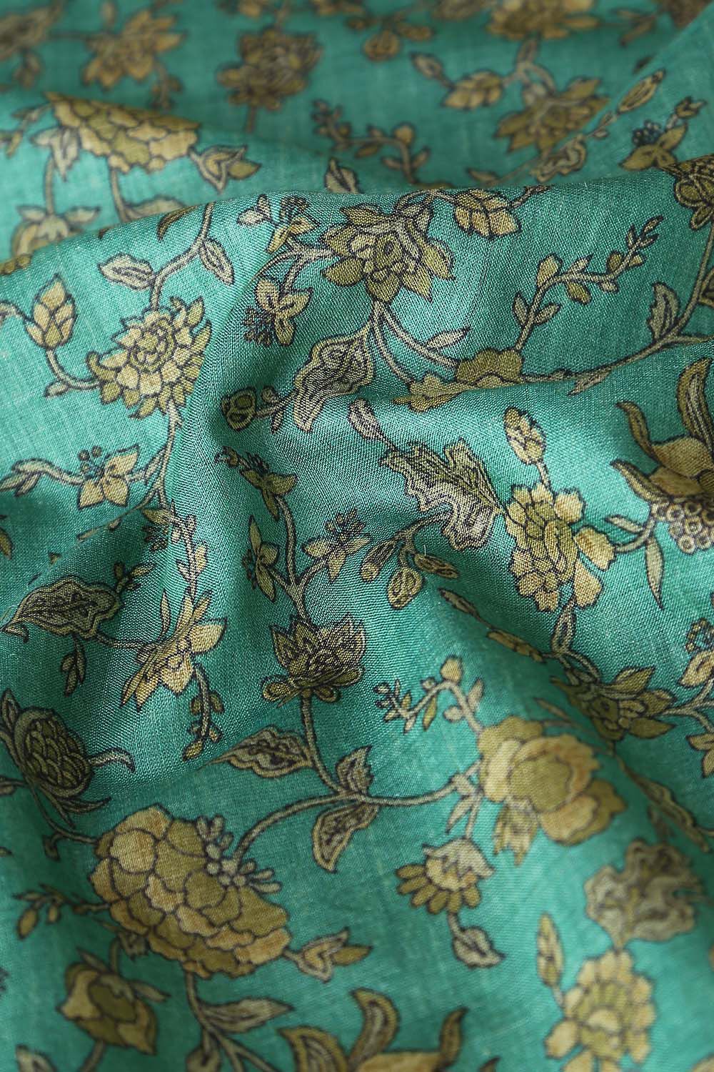 Dark Green Pure Tussar Silk Printed Saree image number null