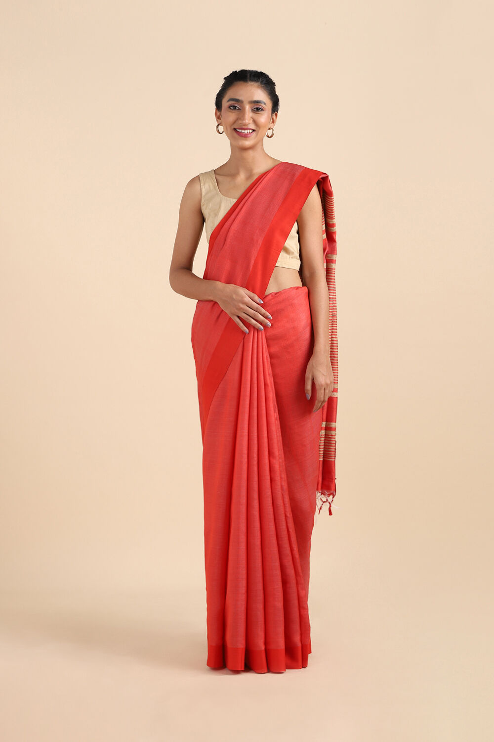 Orange Silk Viscose Bhagalpuri Saree image number null