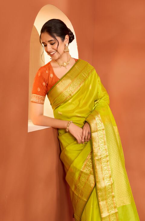 Light Green Woven Apsara Silk Viscose Saree