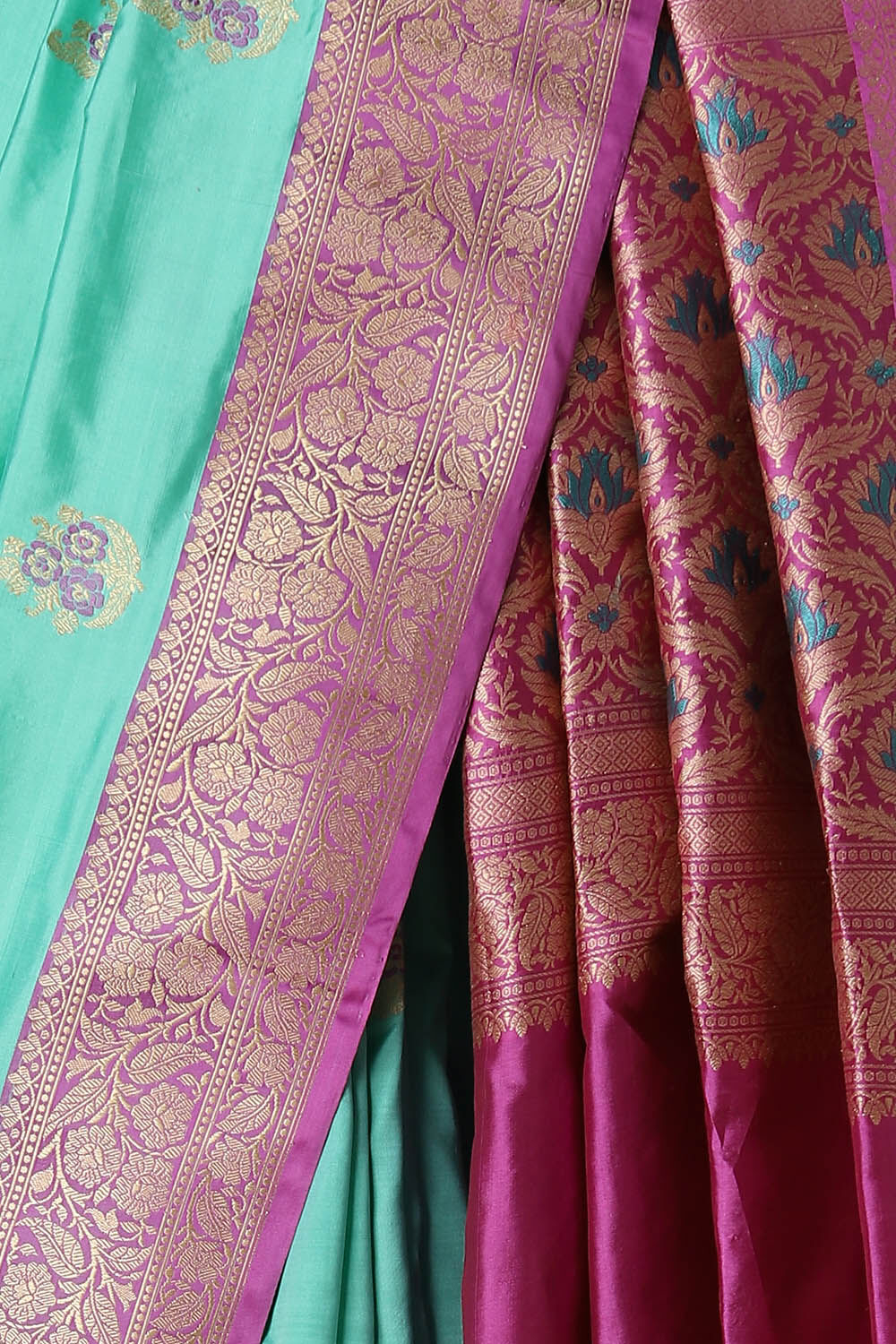 Light Green Pure Silk Banarasi Saree image number null