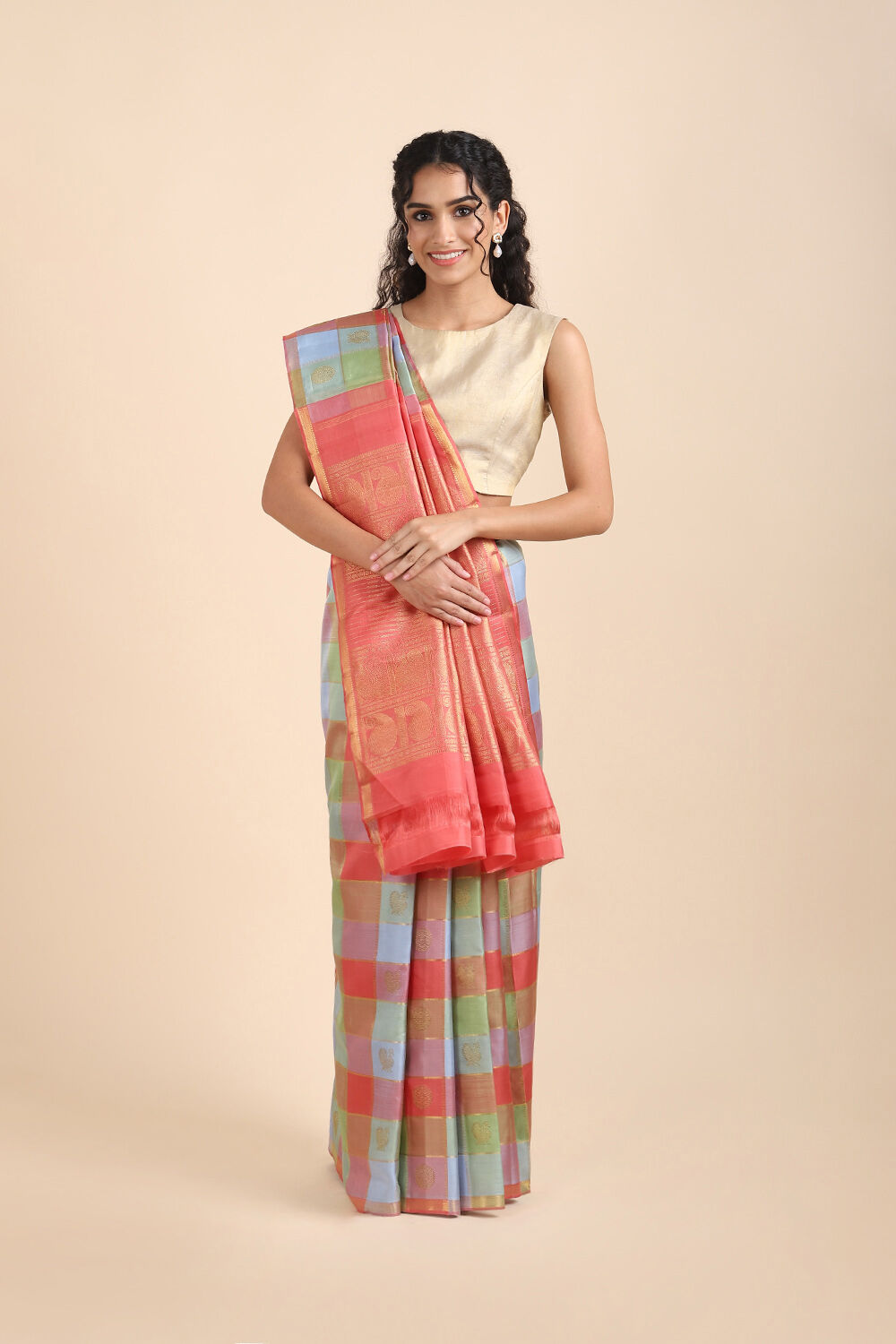 Red Pure Silk Kanjivaram Saree image number null