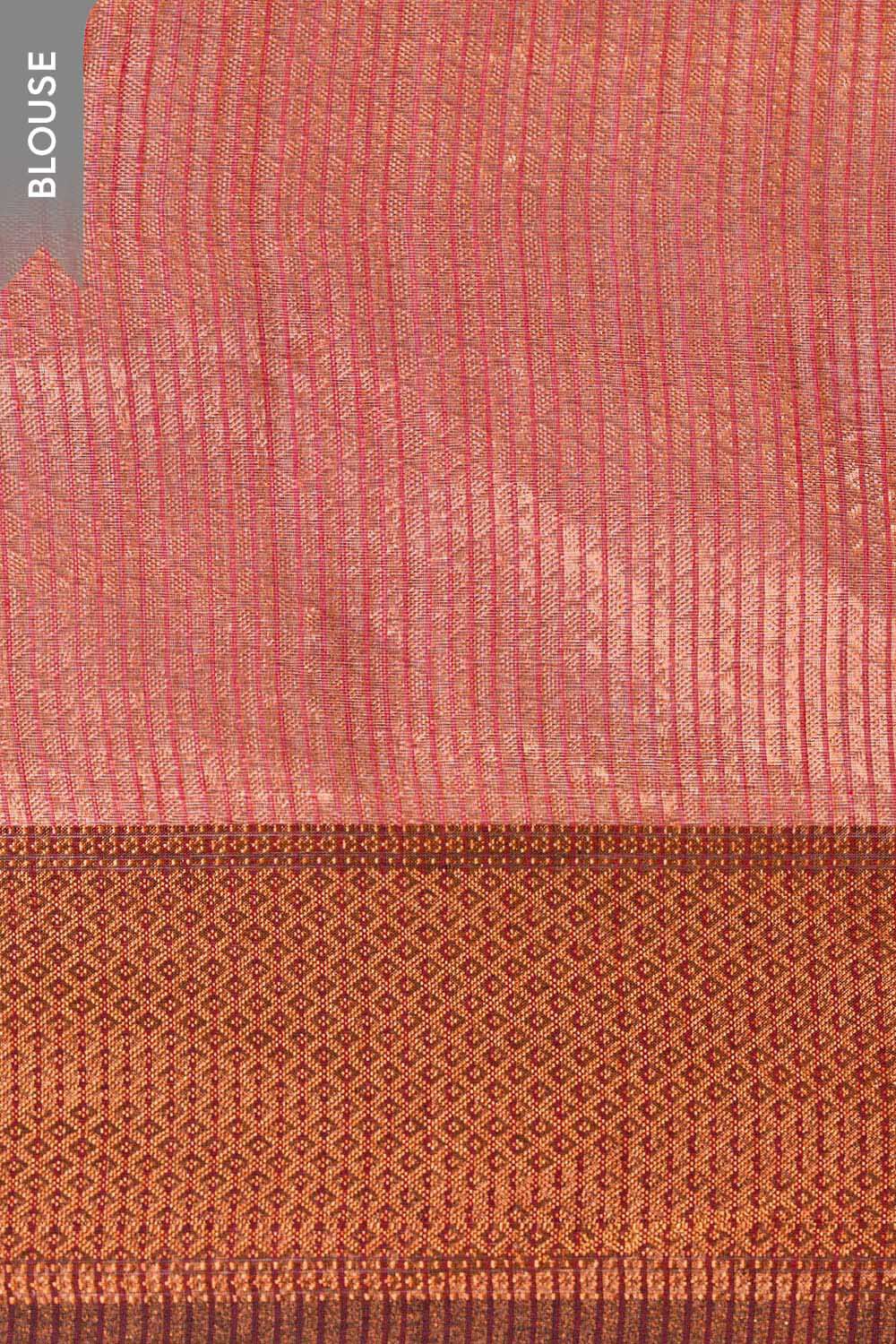 Red Brocade Pure Silk Cotton Maheshwari Saree image number null