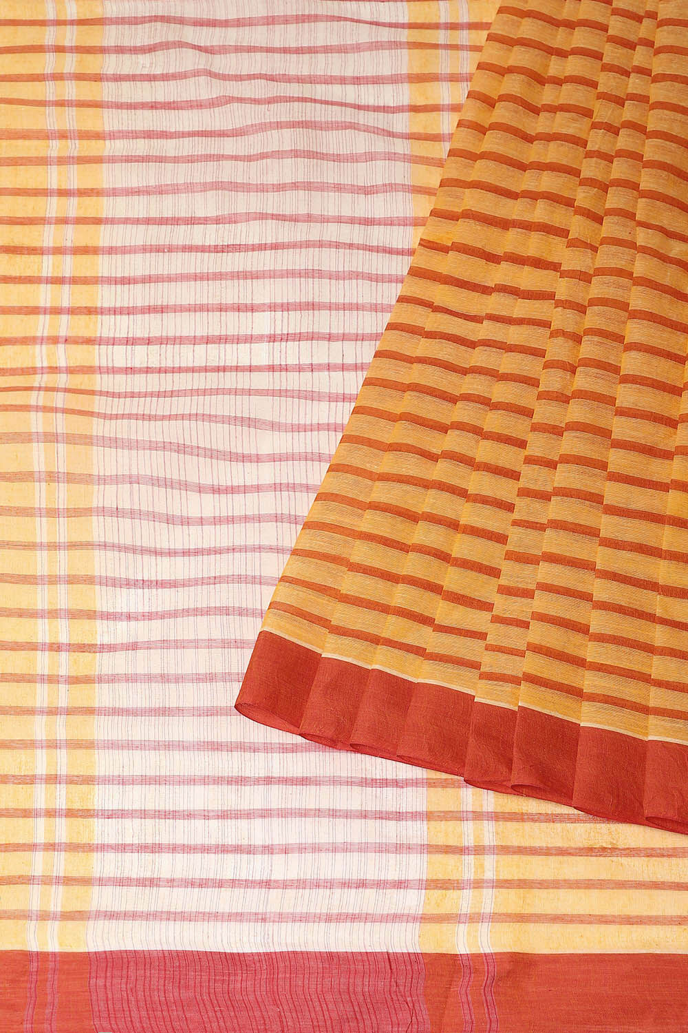 Yellow Pure Cotton Bengal Saree image number null