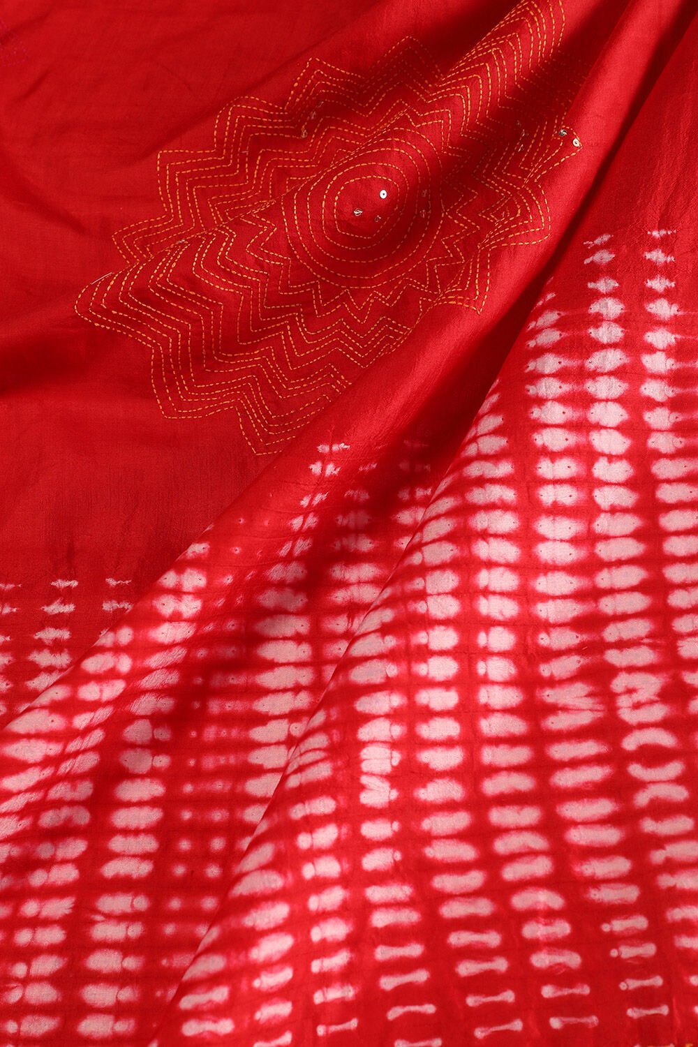 Red Bengal Pure Soft Silk Kantha Embroidered Saree image number null
