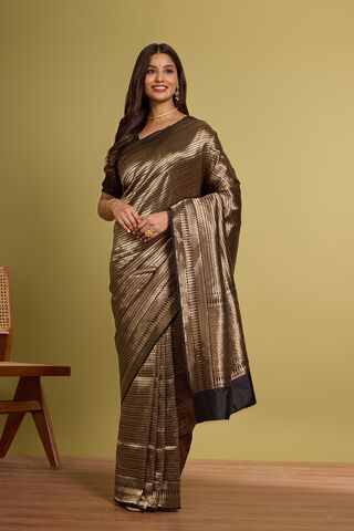 Black Pure Silk Brocade Banarasi Saree thumbnail image number null
