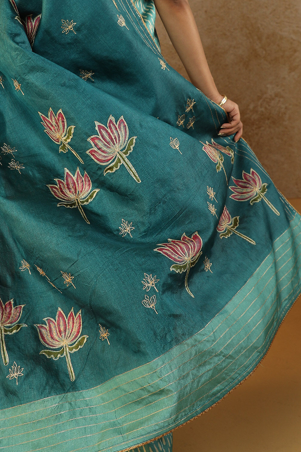 Blue Pure Tussar Silk Batik Saree image number null
