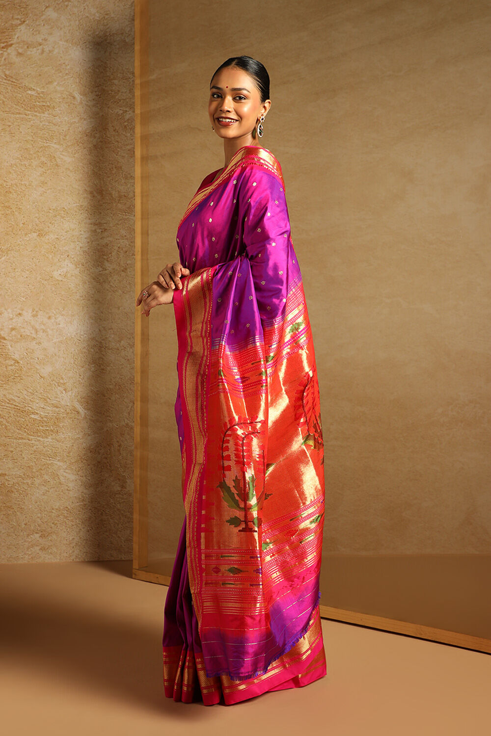 Purple Pure Silk Paithani Saree image number null