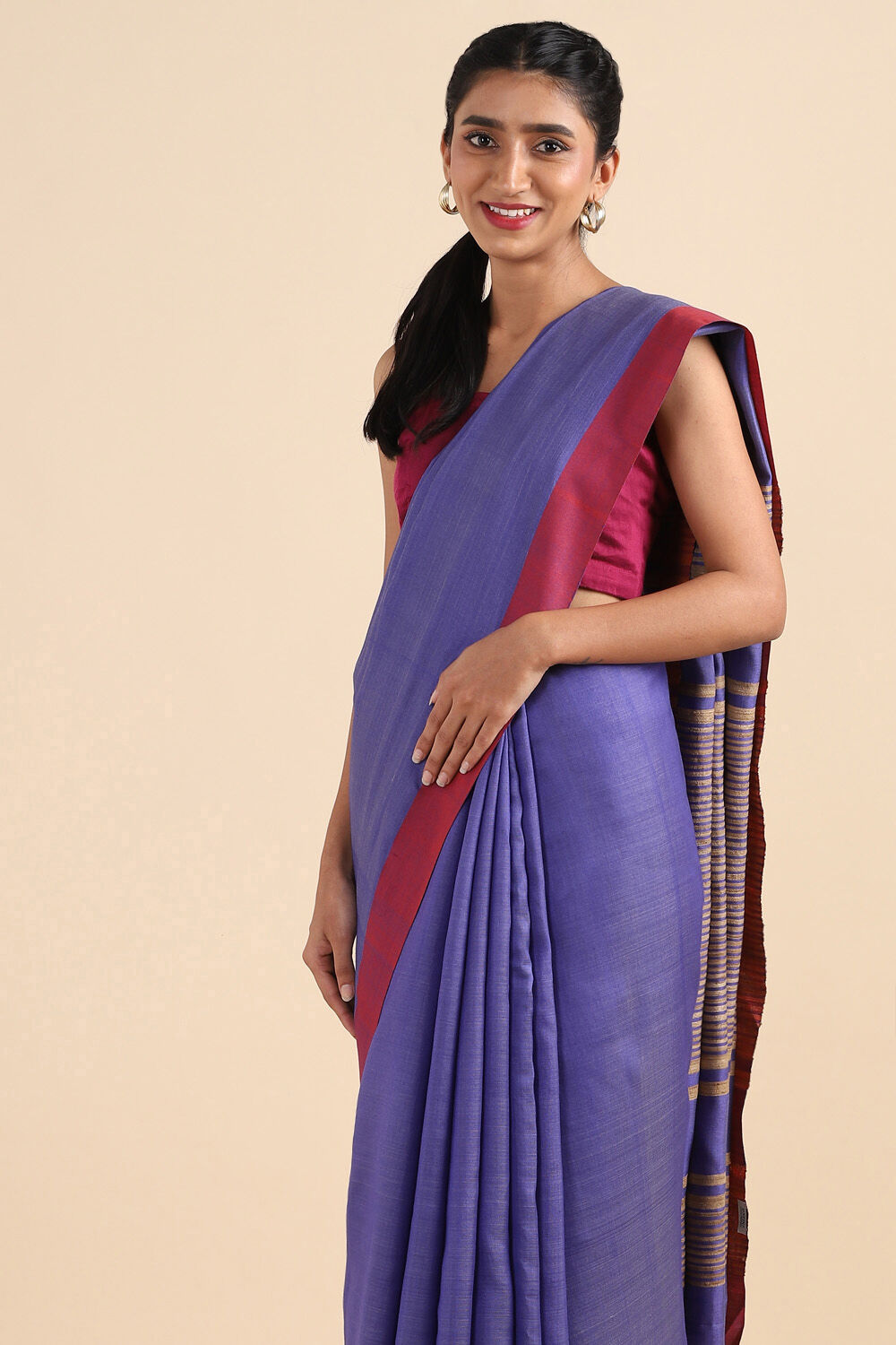 Blue Pure Silk Viscose Bhagalpuri Saree image number null