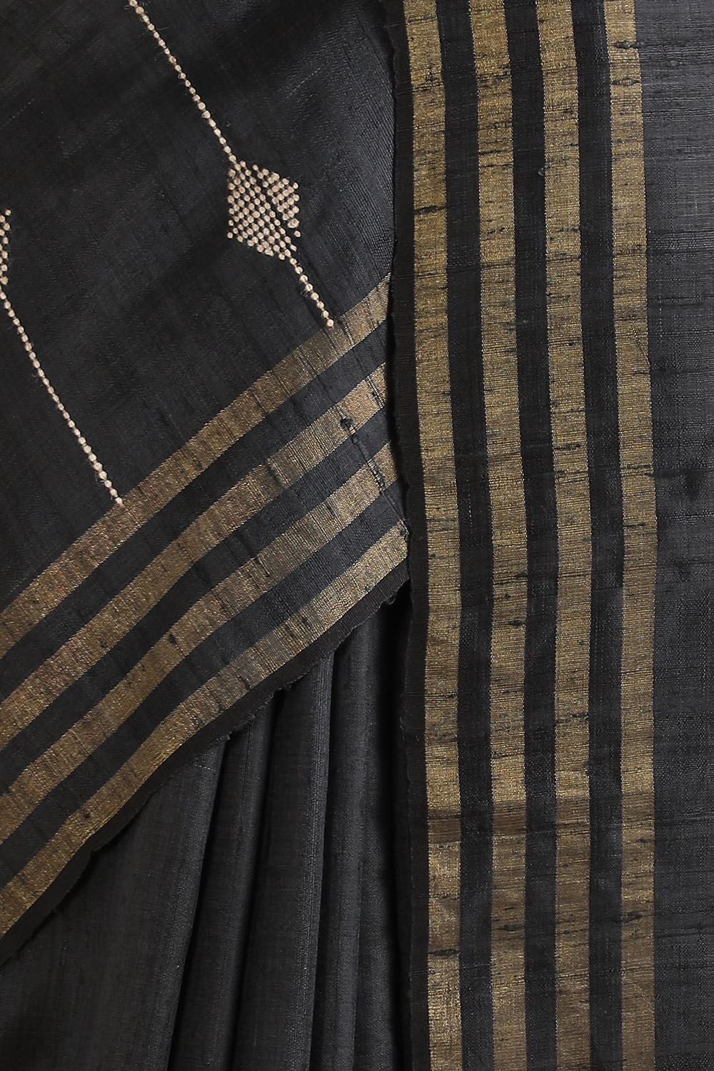 Black Pure Tussar Silk Bhagalpuri Saree image number null