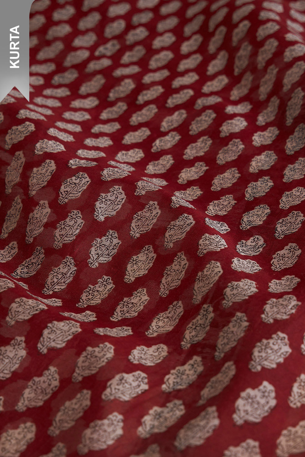 Dark Red Bagru Block Printed Pure Silk Cotton Suit Set image number null