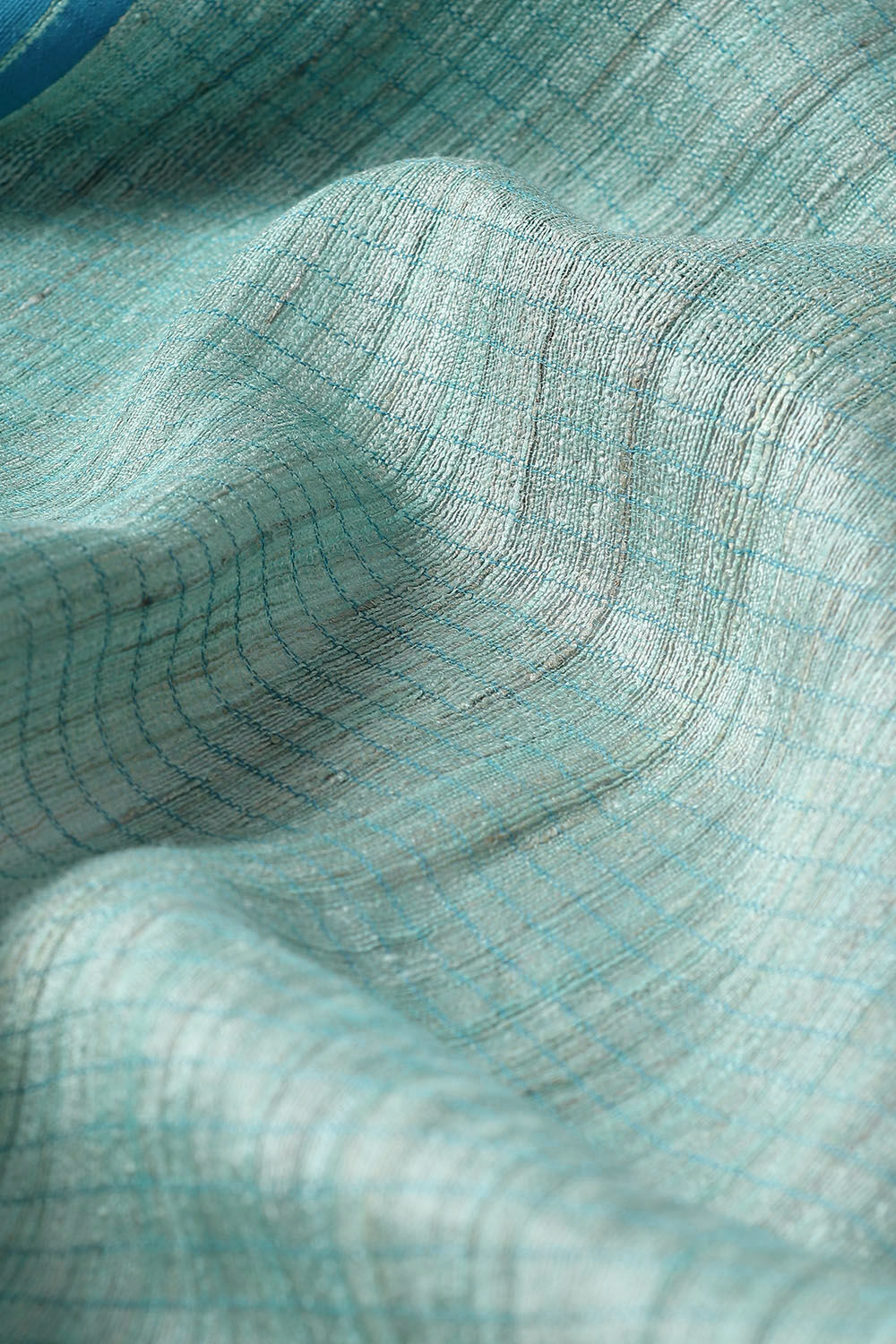 Light Pure Blue Tussar Bhagalpuri Saree image number null