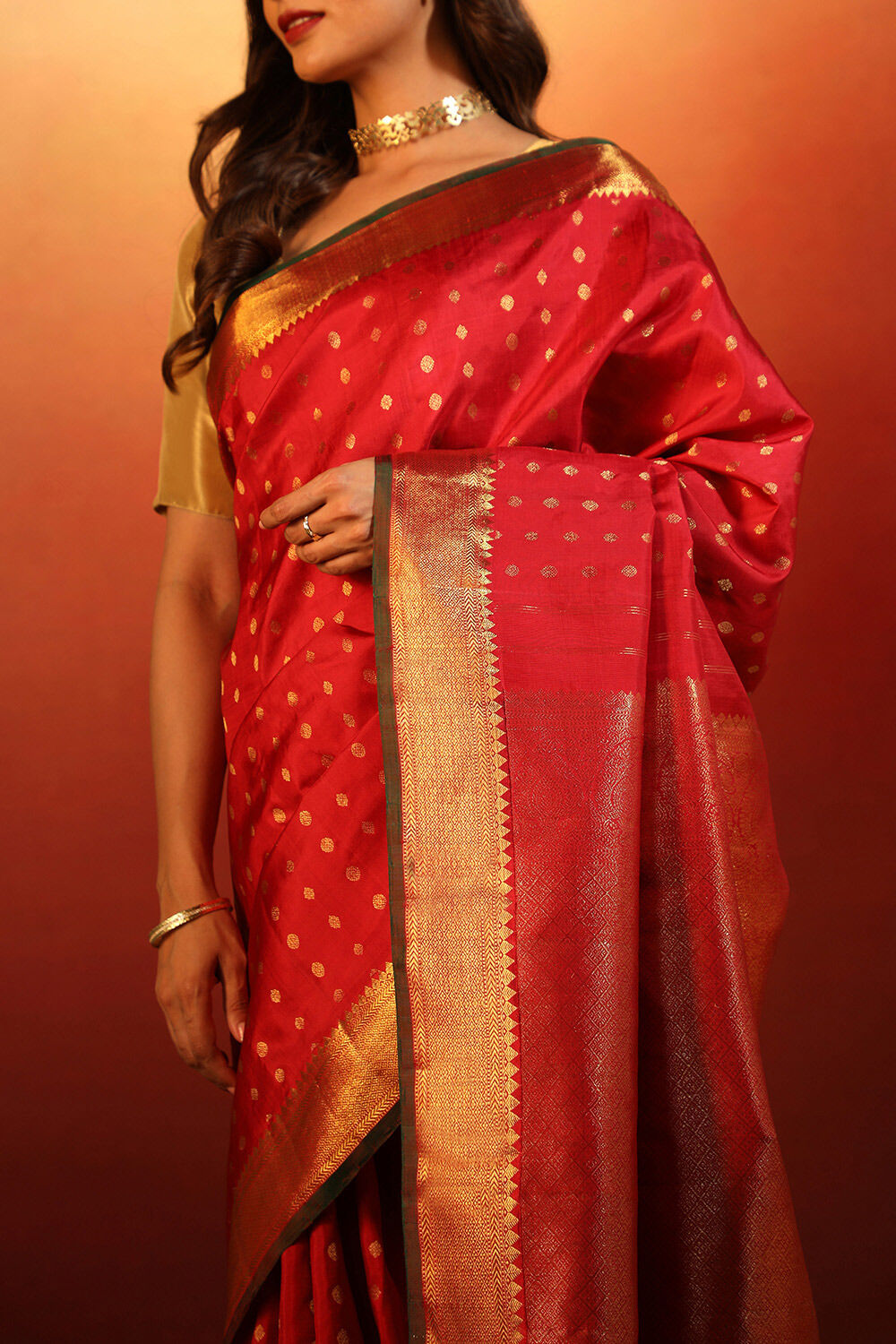 Red Woven Pure Silk Kanjivaram Saree image number null