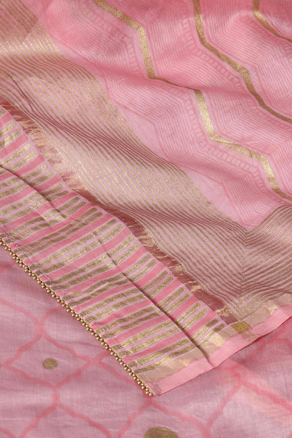 Pink Pure Silk Cotton Hand Printed Saree image number null