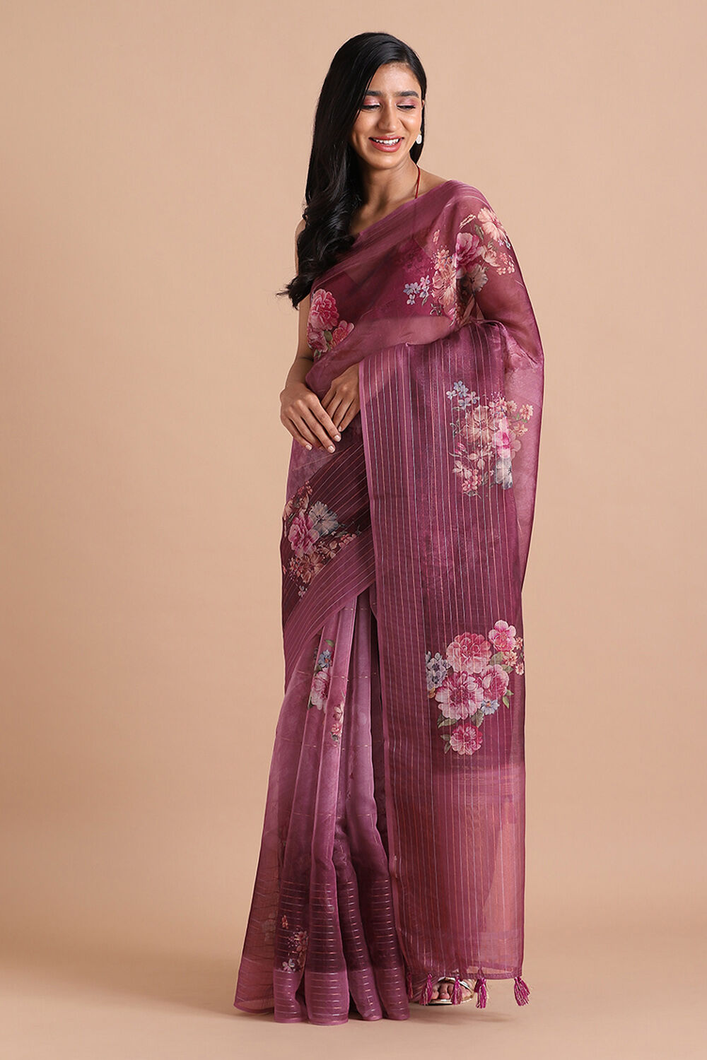 Pink Pure Embroidered Saree image number null