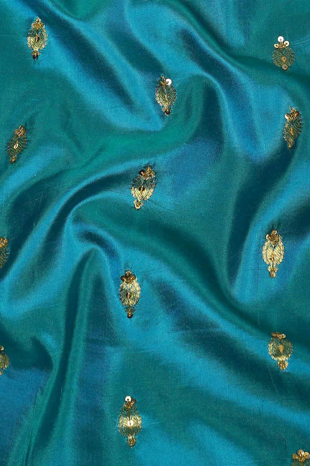Blue Pure Silk Embroidered Saree image number null