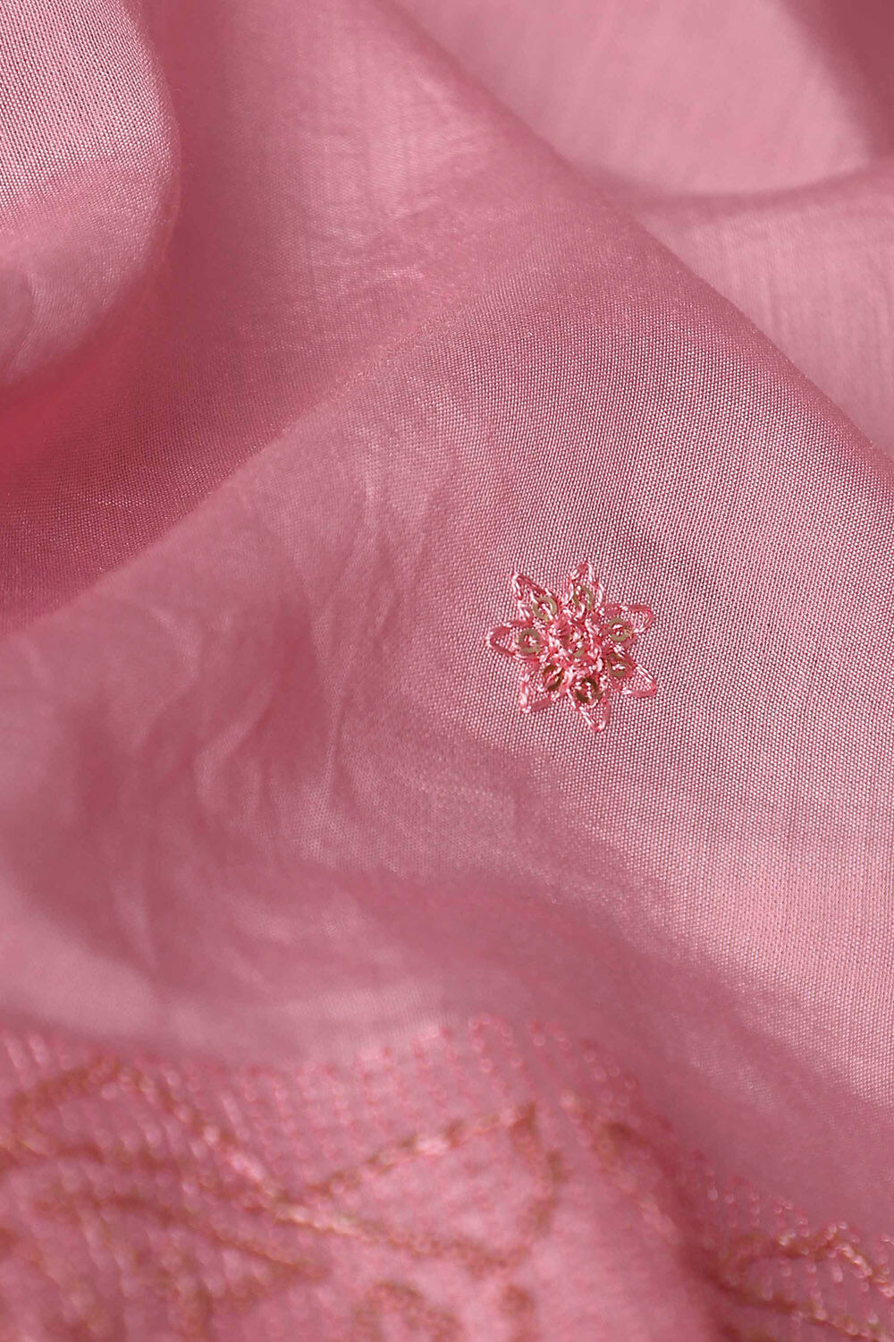 Pink Silk Cotton Embroidered Semistitched Suit Set image number null