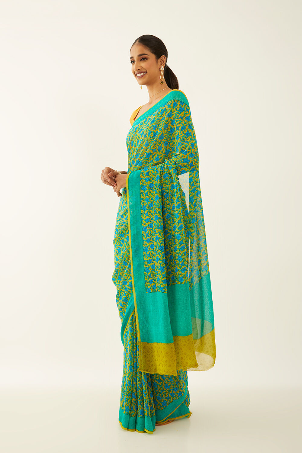 Light Green Viscose Georgette Printed Saree image number null
