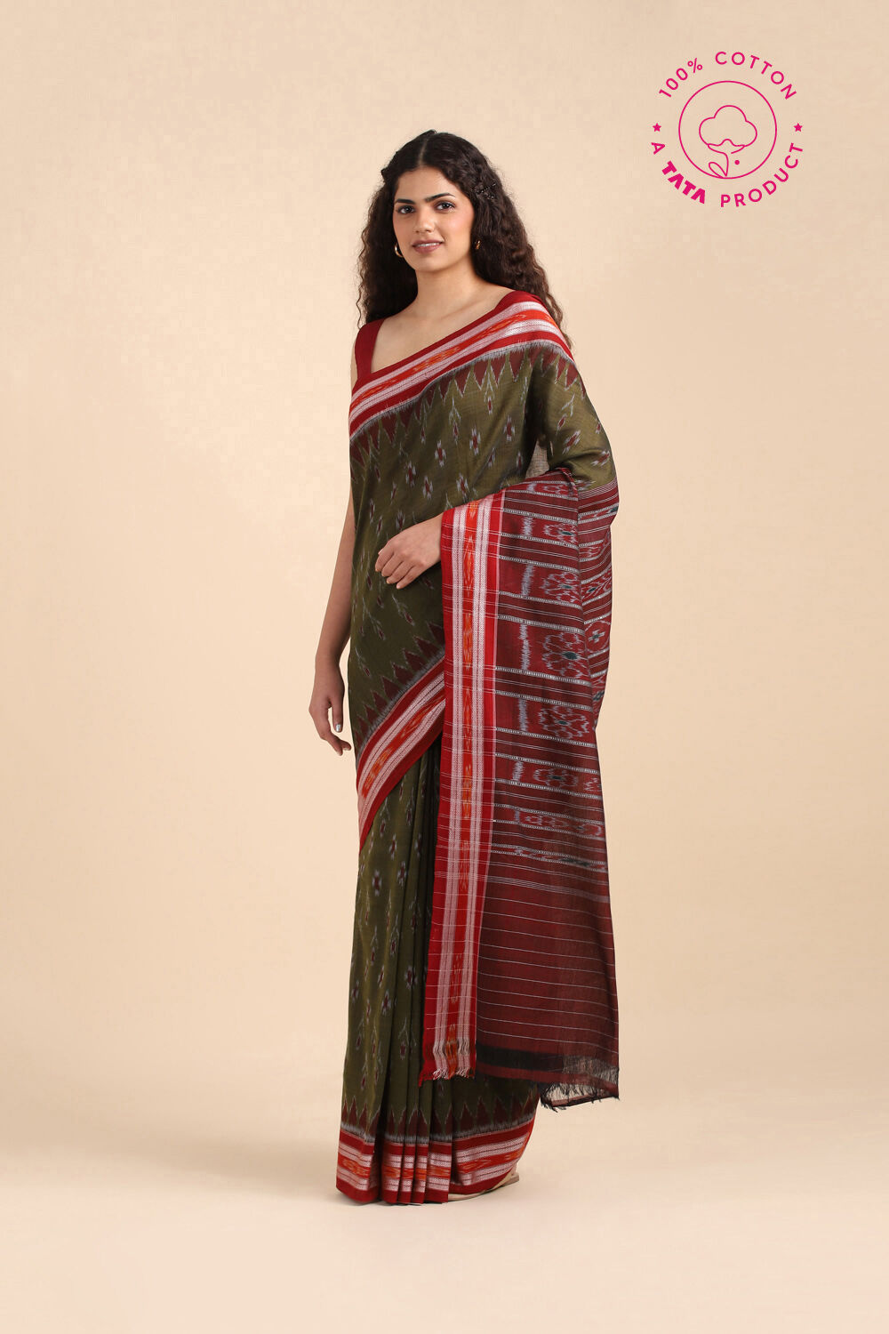 Light Pure Green Cotton Odissa Ikat image number null