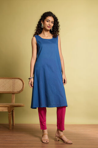 Blue Pure Silk Cotton Mukaish Embroidery Kurta Set thumbnail image number null