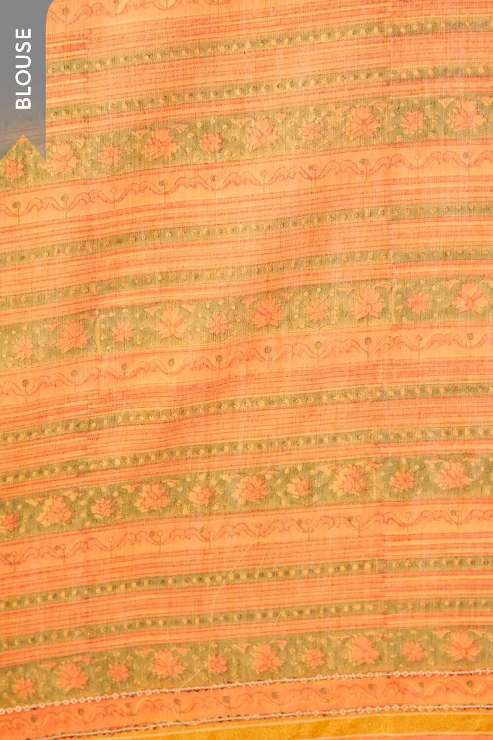 Orange Contemporary Pure Silk Cotton Printed Sanganeri Saree image number null