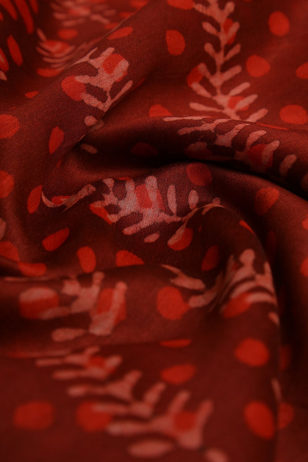 Dark Red Dabu Pure Silk Cotton Suit Set image number null