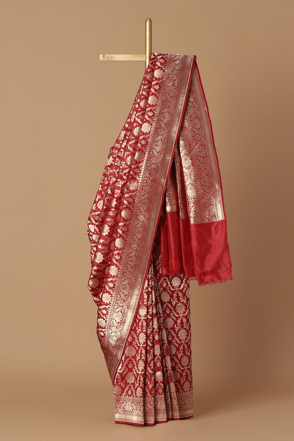 Red Pure Silk Banarasi Saree image number null