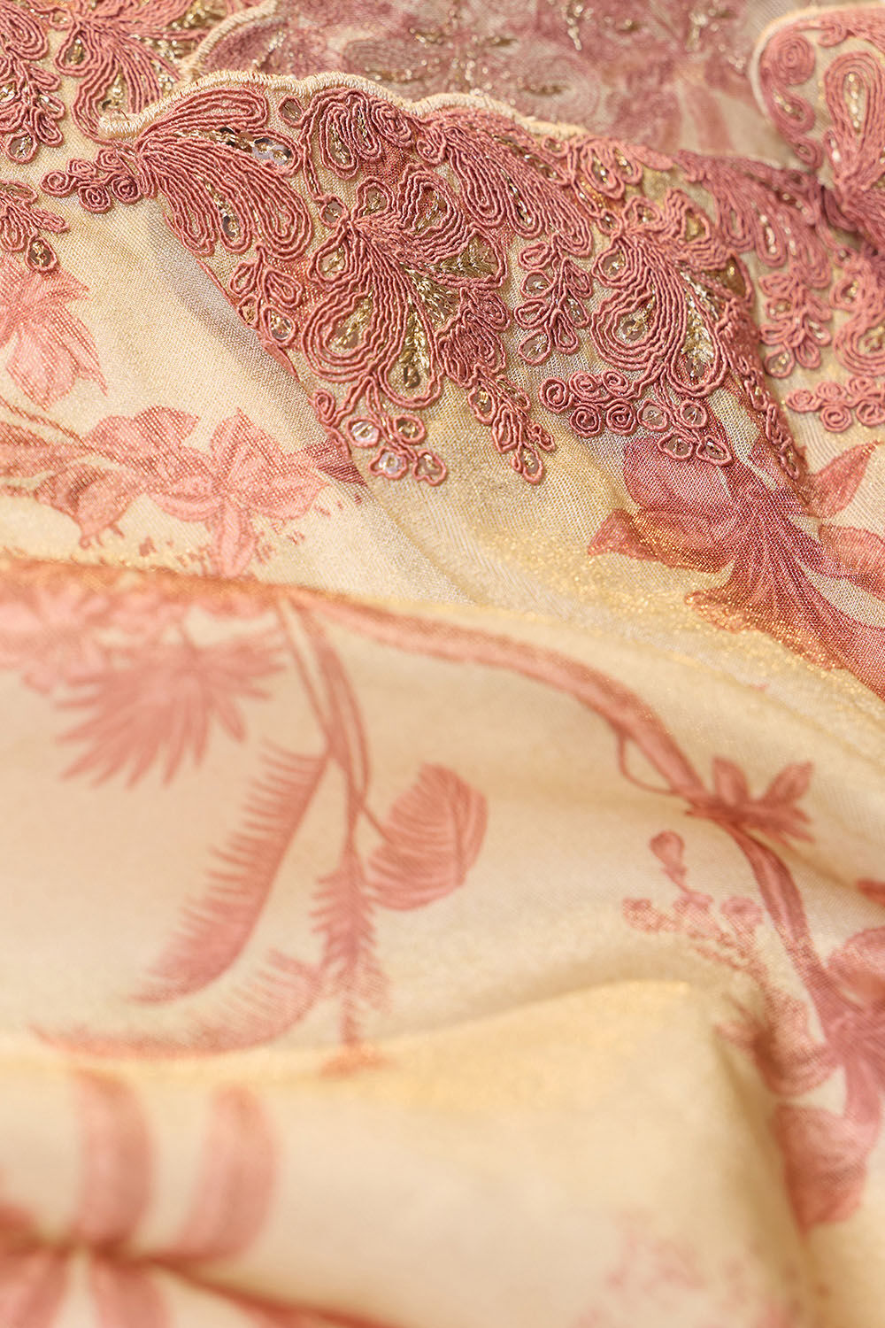 Beige Viscose Tissue Embroidered Saree image number null