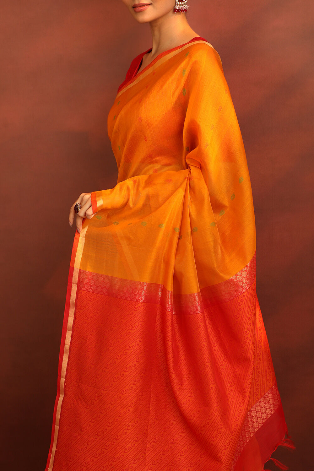 Dark Yellow South Pure Silk Cotton Woven Saree image number null