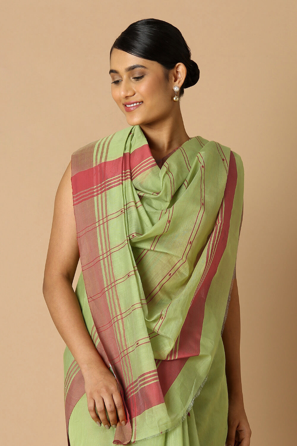Green Pure Silk Cotton Chanderi Saree image number null