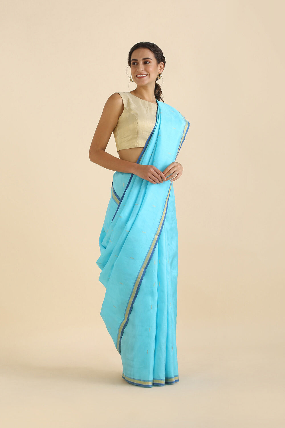 Blue Pure Silk Kanjivaram Saree image number null