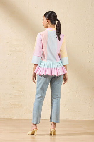 MultiColoured Pure Cotton Printed Sanganeri Short Top thumbnail image number null