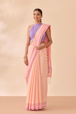 Light Orange Screen Printed Bengal Pure Cotton Saree thumbnail image number null