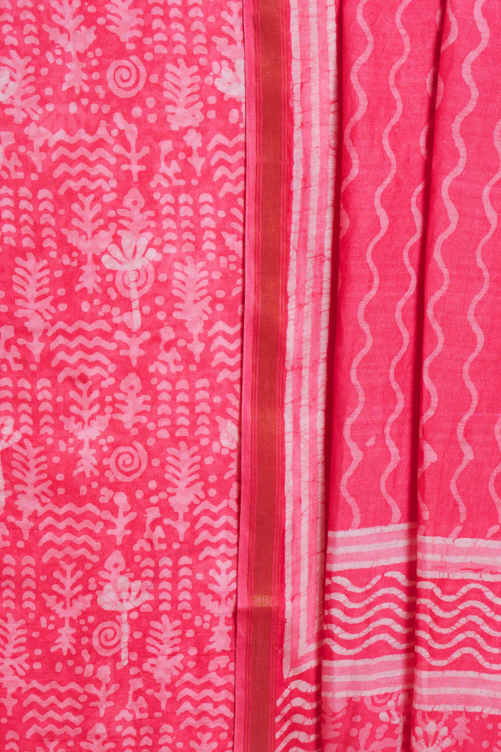 Light Pink Block Printed Pure Silk Cotton Suit Set image number null