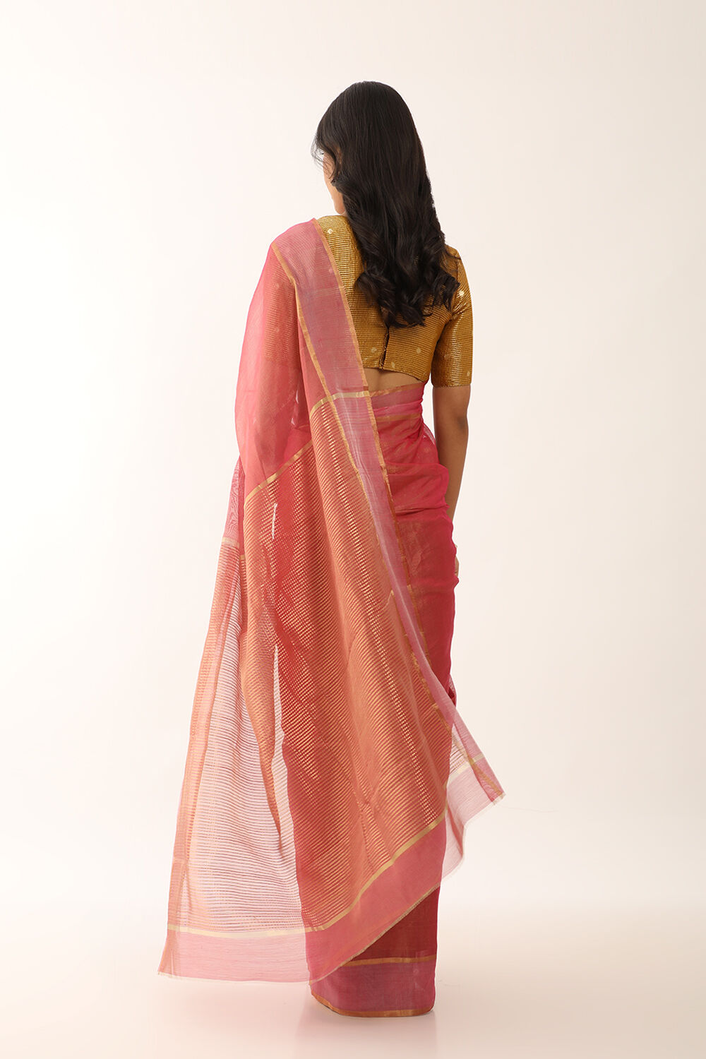 Pink Woven Pure Tissue Cotton Chanderi Saree image number null