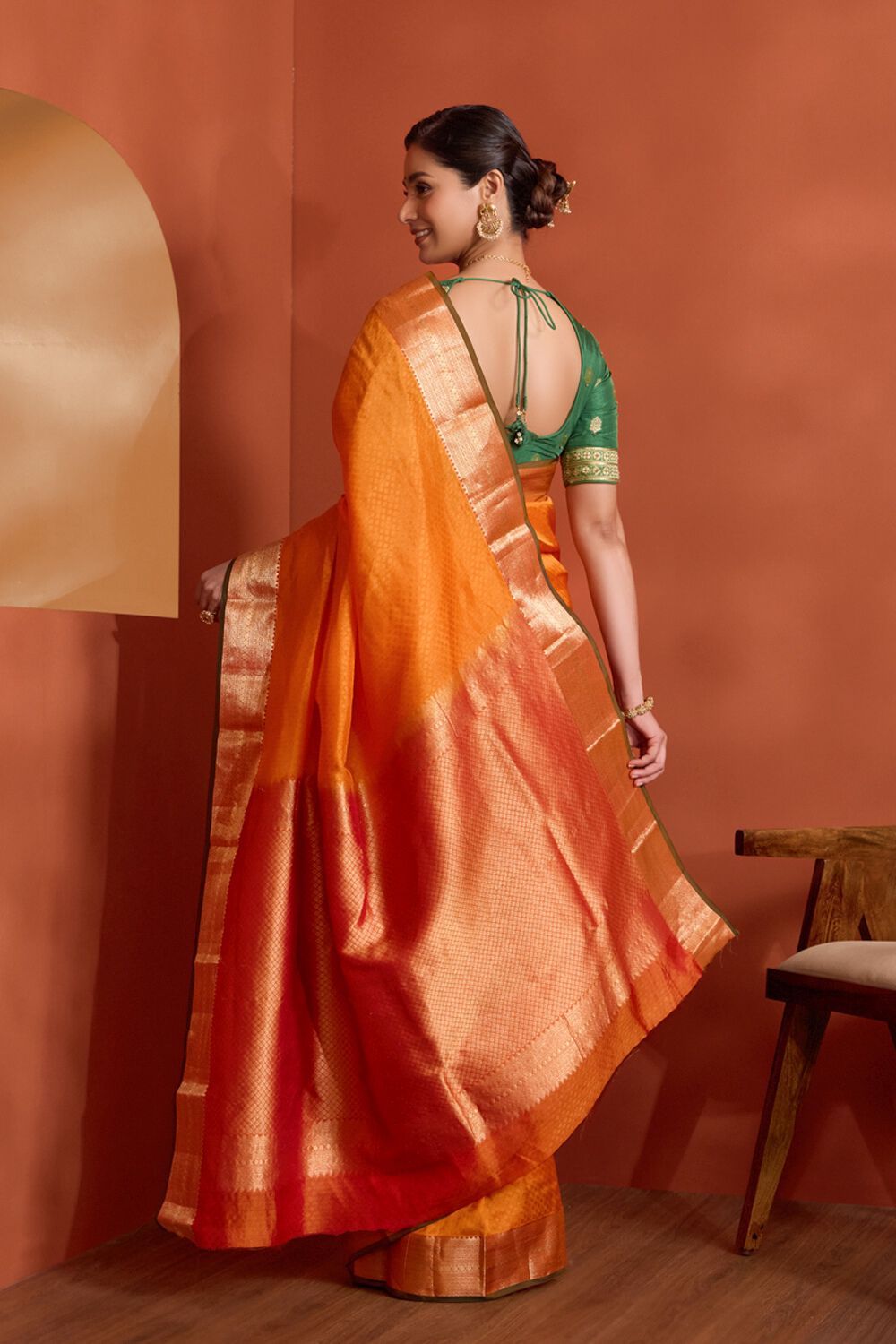 Orange Apsara Woven Silk Viscose Saree image number null