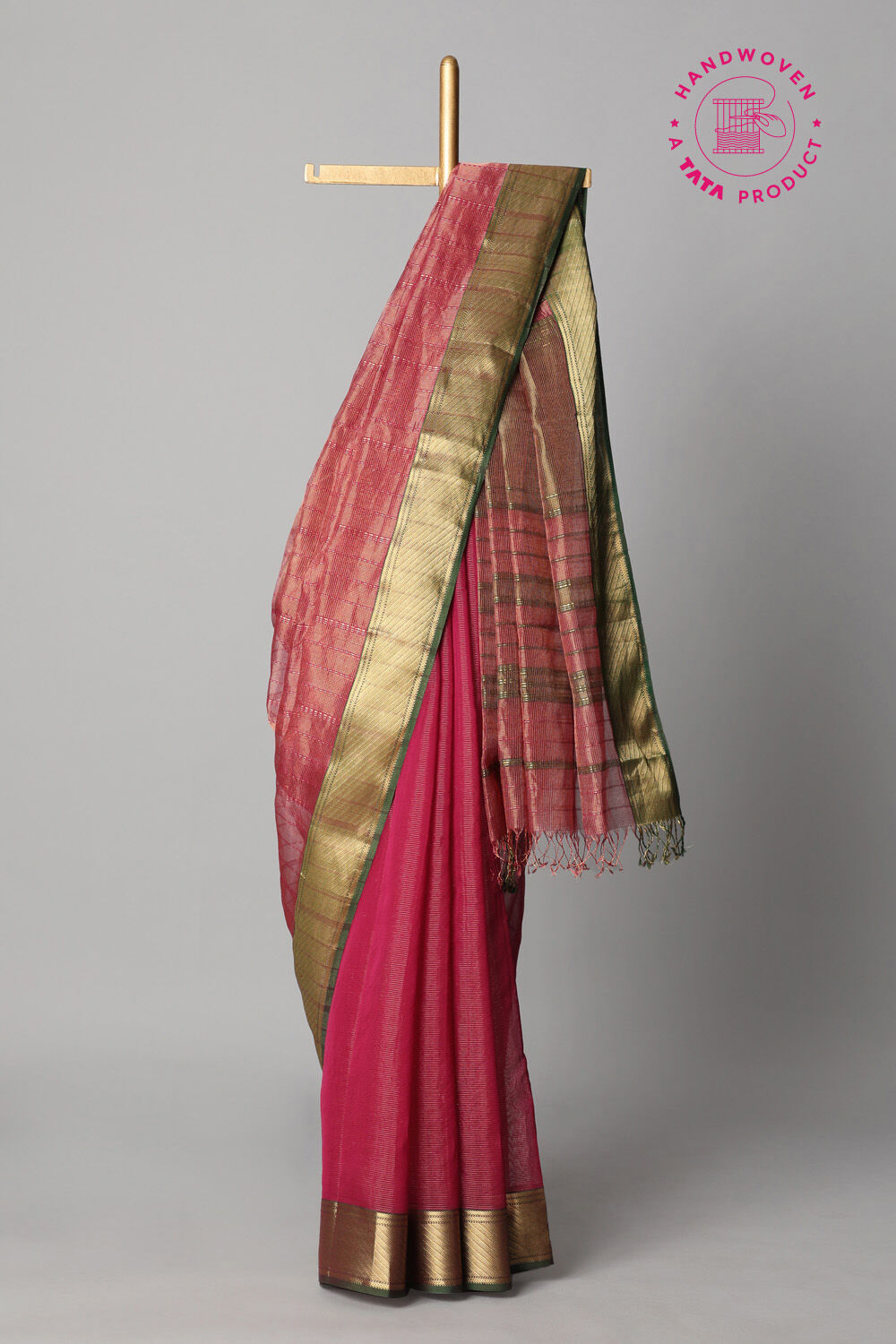 Red Pure Cotton Tissue Maheswari Saree image number null