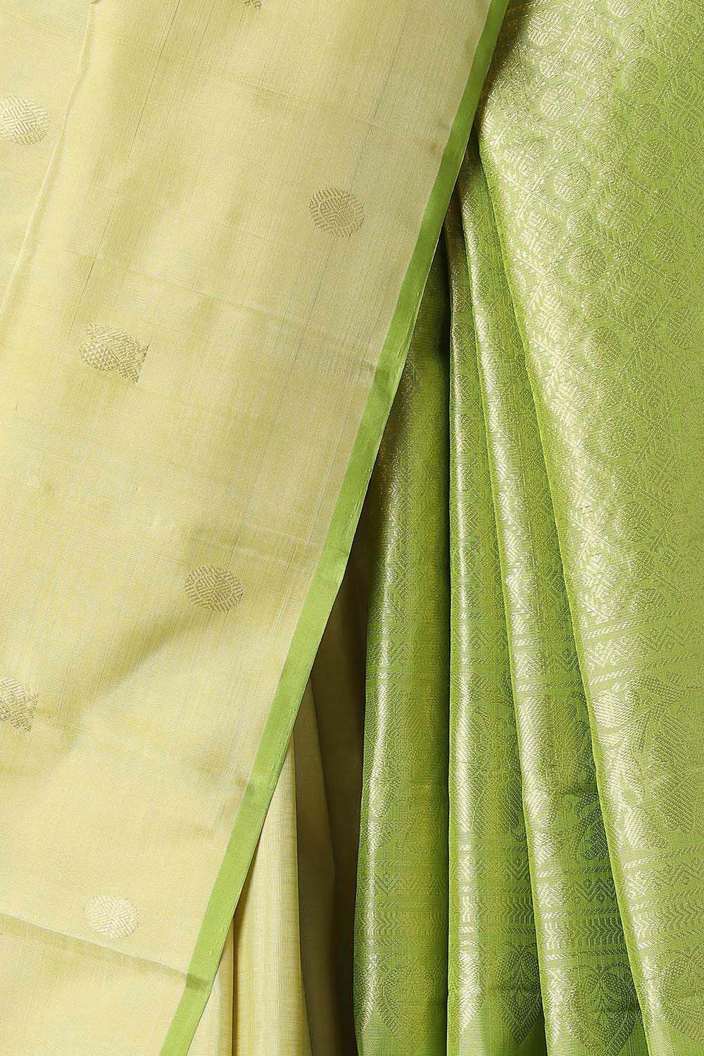 Light Yellow Pure Silk Kanjivaram Saree image number null