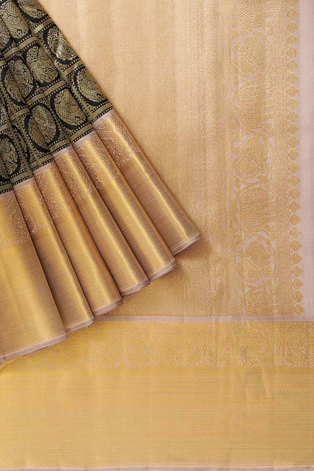 Black Pure Silk Woven Kanjivaram Saree image number null