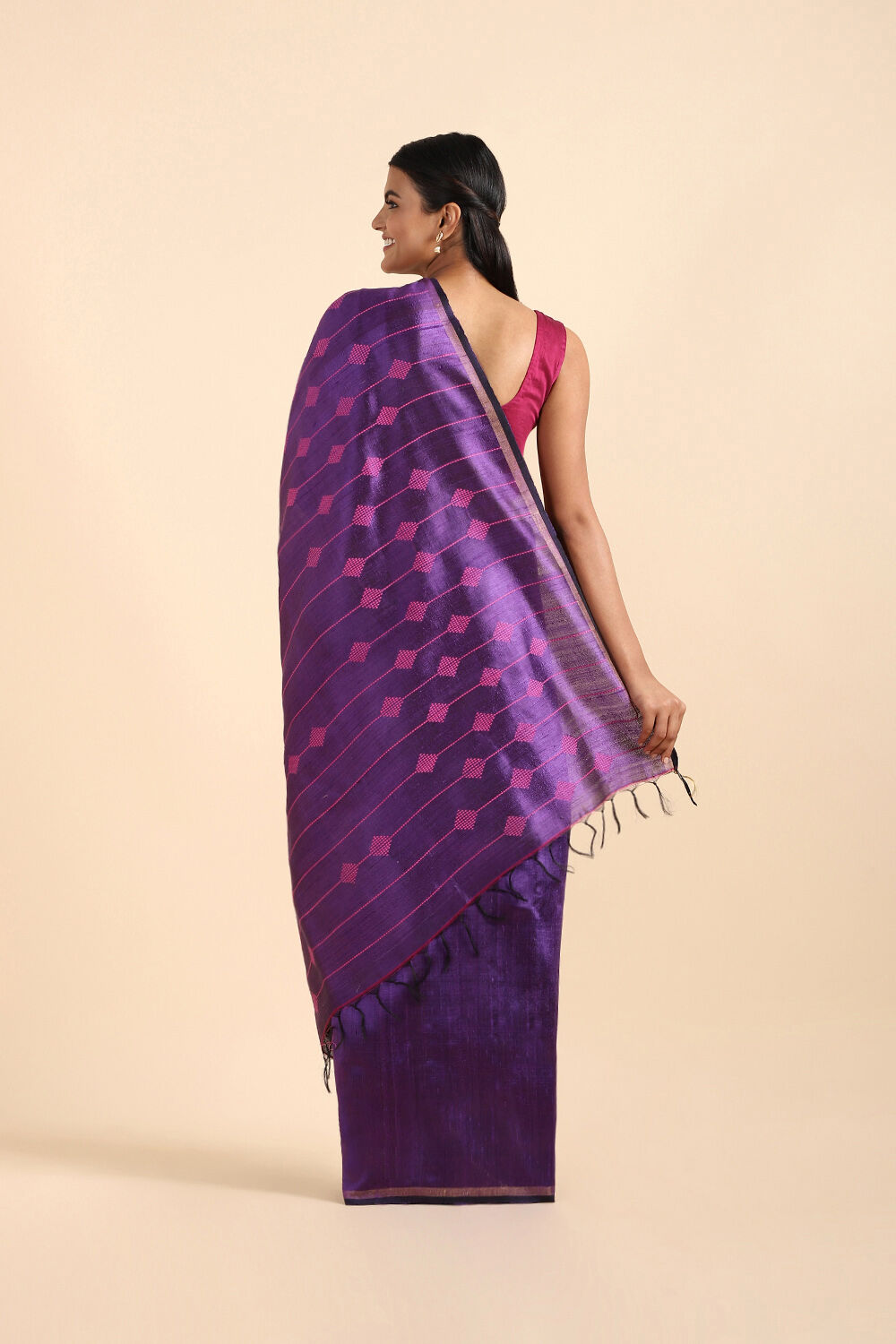 Purple Pure Tussar Silk Bhagalpuri Saree image number null