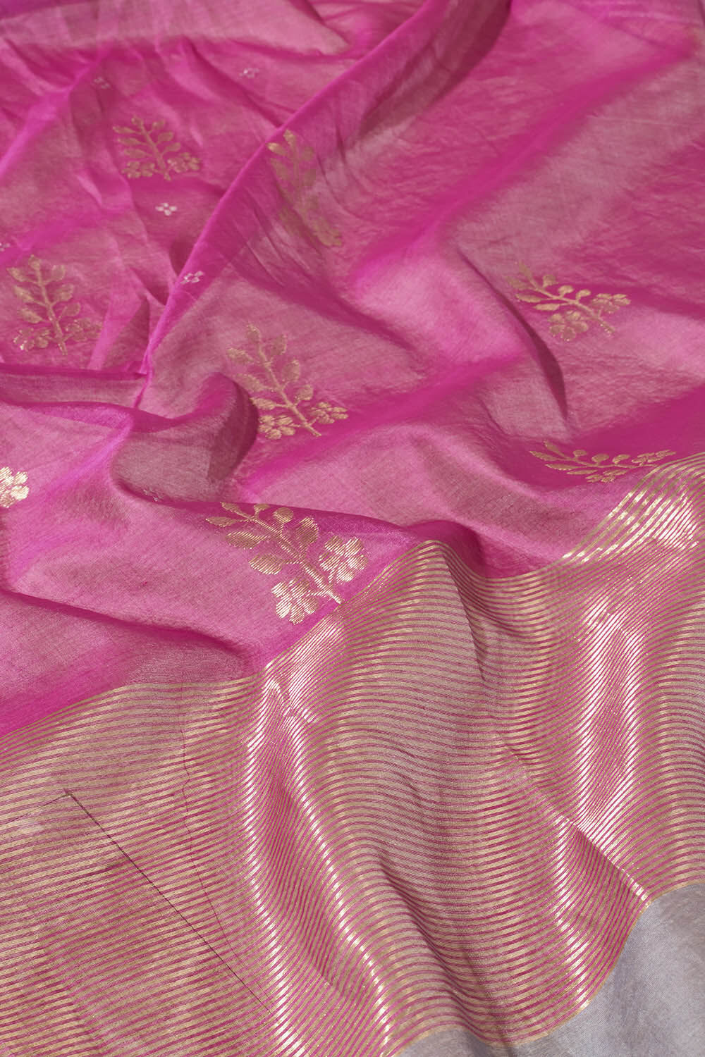 Grey Woven Pure Silk Cotton Chanderi Saree image number null