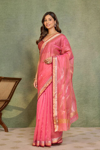 Pink Woven Pure Silk Cotton Chanderi Saree thumbnail image number null