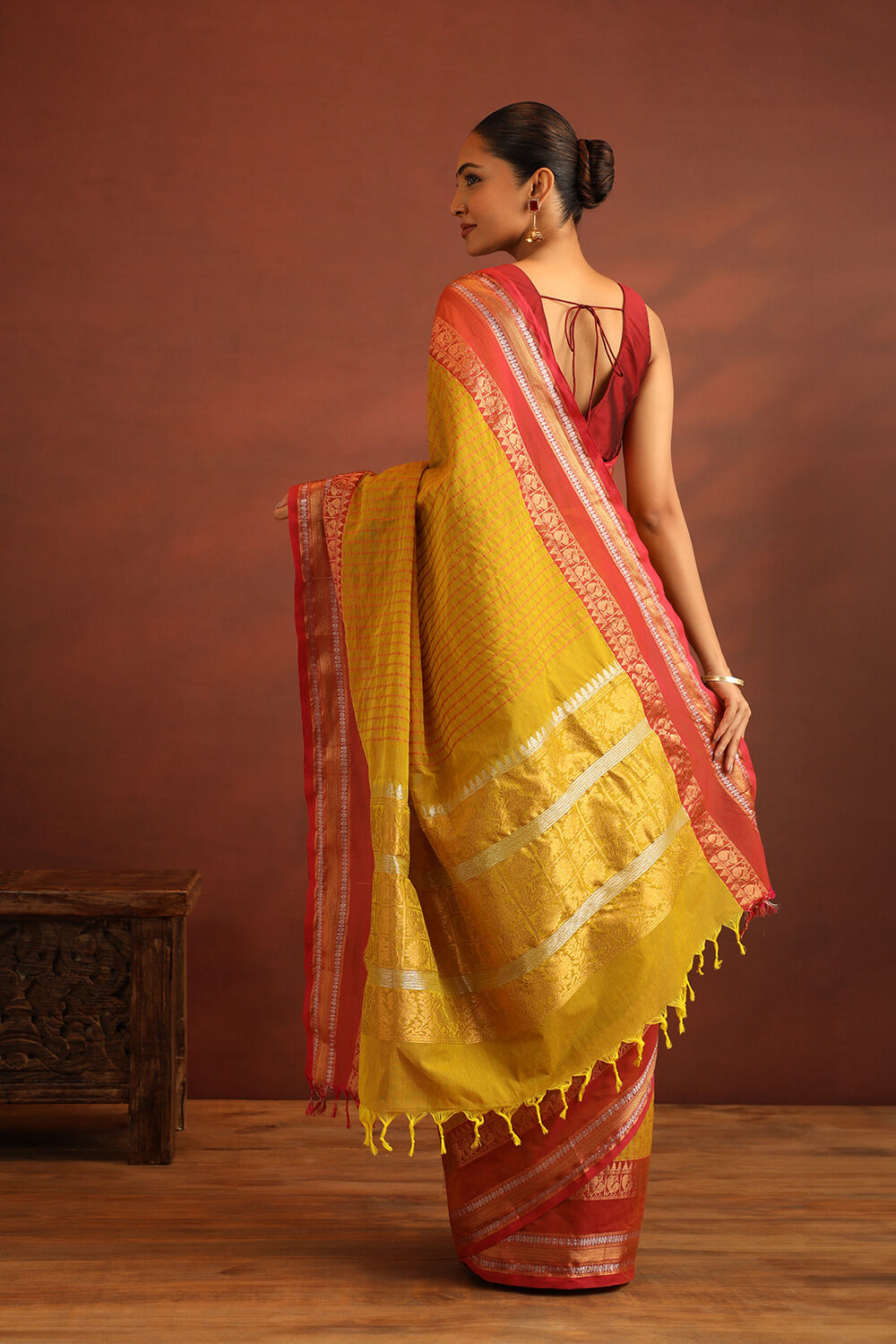 Yellow South Pure Cotton Woven Saree image number null