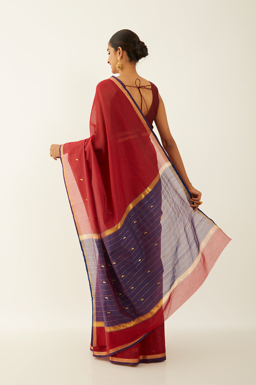 Red Pure Silk Cotton Chanderi Saree image number null