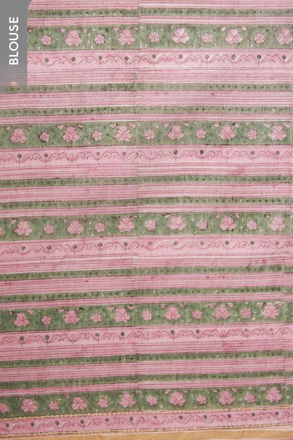 Pink Contemporary Pure Silk Cotton Printed Sanganeri Saree image number null