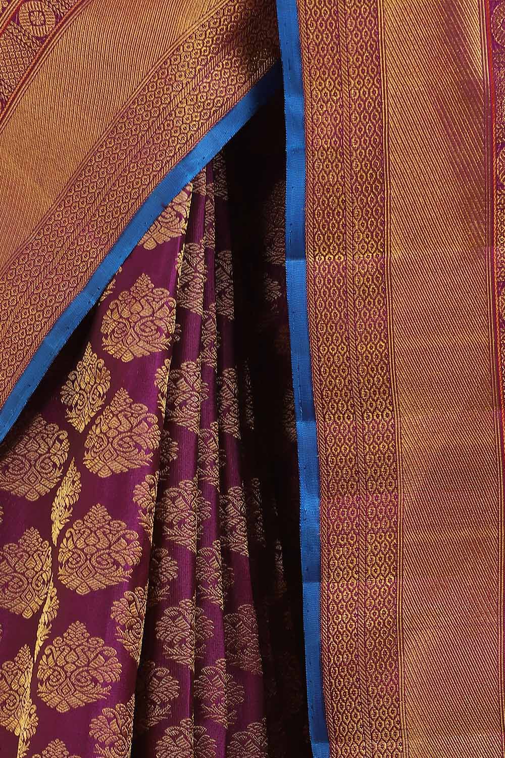 Violet Pure Silk Kanjivaram Saree image number null