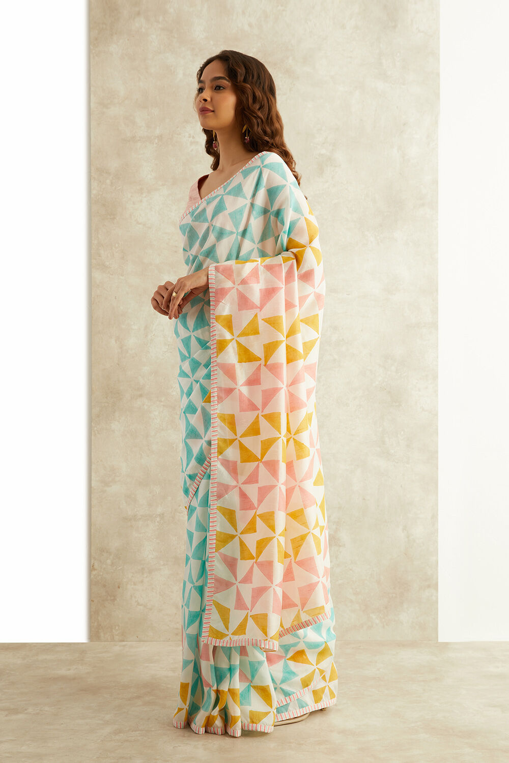 Blue Block Printed Viscose Luxe Rajasthan Saree image number null