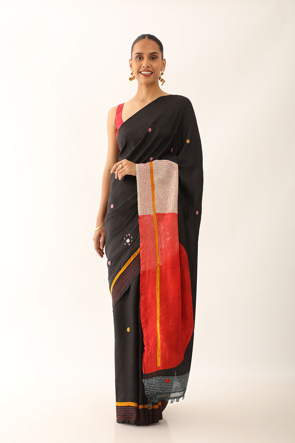 Grey Murshidabad Pure Silk Hand Painted Saree image number null