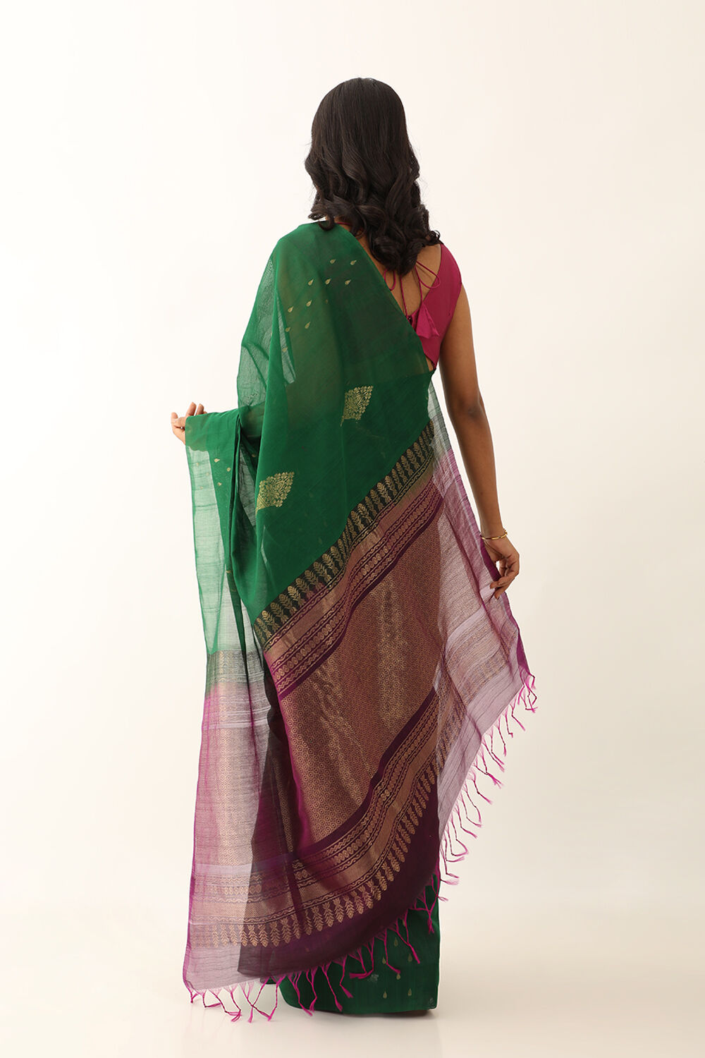 Green Pure Silk Cotton Woven South Saree image number null