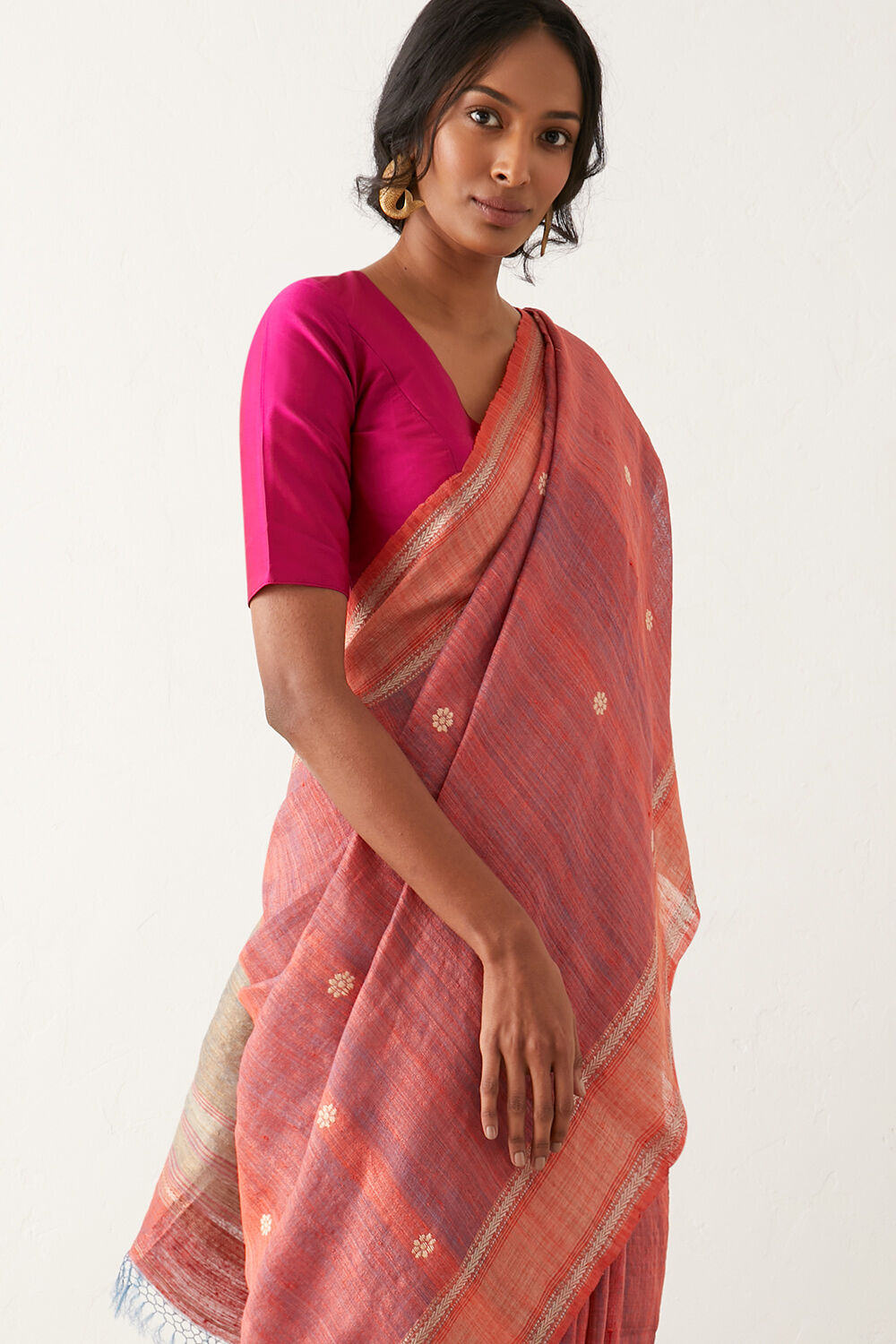 Red Pure Tussar Silk Bengal Saree image number null